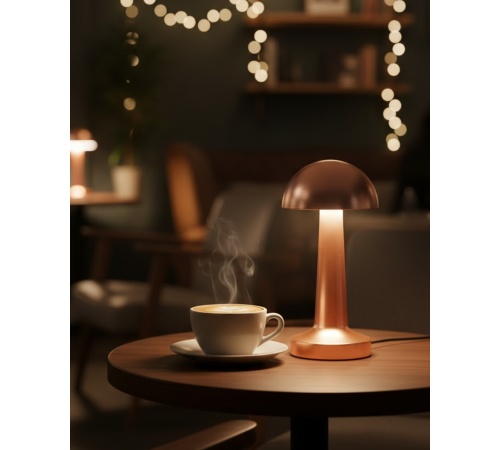 Kablosuz Dokunmatik Masa Lambası 3 Işık Modlu USB Şarjlı Bronz