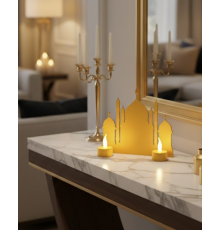 3D Ramazan Cami Dekor 2 Mumlu Işıklı Masa Üstü Biblo