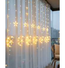 Hilal Yıldız LED Perde Işık Balkon Pencere ve Oda Dekorasyonu