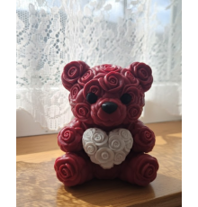 3D Gül Tasarımlı Kalp Ayıcık 10cm Şık Dekoratif Biblo