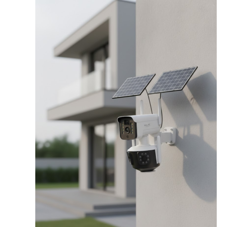 Çoklu Lensli 9MP Solar IP Kamera Uzaktan İzleme ve Alarm Bildirimli