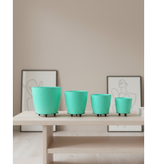 4’lü 3D Ayaklı Yeşil Saksı Seti Dekoratif Modern Tasarım