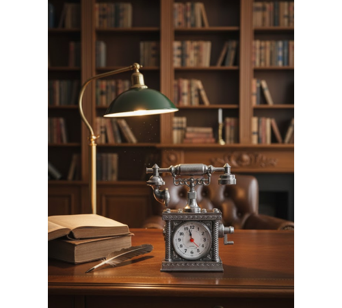 Klasik Telefon Görünümlü Masaüstü Saat ve Alarm