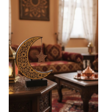 3D Hilal Yıldız Süs 23x23 cm Ev ve Ofis İçin Şık Aksesuar