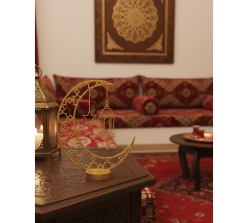 3D Ramazan Dekor Özel Baskı Hilal Yıldız Masa Üstü