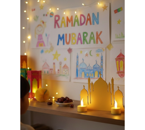 3D Cami Masa Üstü Dekor 2 Pilli LED Mumlu Hediye Set