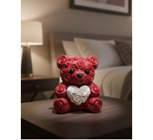 10cm 3D Özel Baskı Kalpli Ayıcık Romantik Hediye Objesi