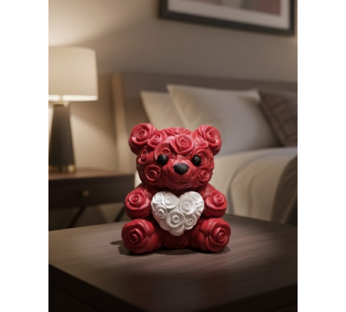 10cm 3D Özel Baskı Kalpli Ayıcık Romantik Hediye Objesi