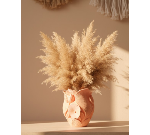 Modern 3D Turuncu Çiçek Vazo Masaüstü Salon Dekoru