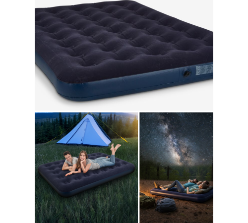 Konforlu Çift Kişilik Şişme Yatak Flokeli Yüzey Dayanıklı Gövde