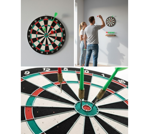 17 İnç Dart Tahtası 4 Metal Dart Oku