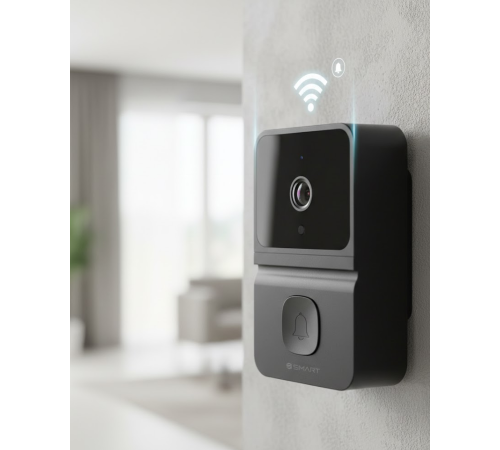 ŞARJLI KAMERALI KAPI ZİLİ SİYAH