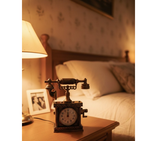 ZN8808B TELEFON ŞEKLİNDE ÇALAR SAAT BRONZ