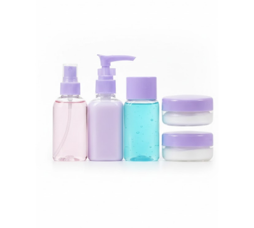 Taşınabilir 5’li Seyahat Banyo Seti Şeffaf Kozmetik Kapları