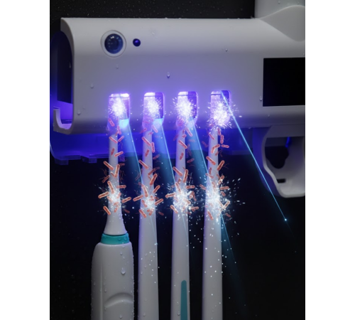 Sensörlü UV Sterilize Diş Fırçası Tutucu ve Macun Sıkma Aparatı