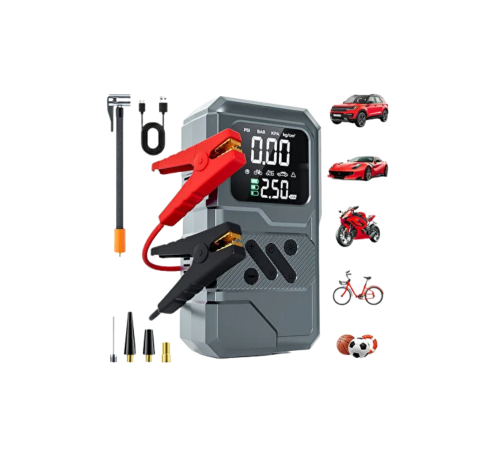 12.000 mAh Akü Takviye Destekli LED Işıklı Araç Kompresörü