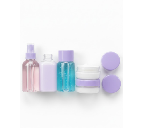 Taşınabilir 5’li Seyahat Banyo Seti Şeffaf Kozmetik Kapları