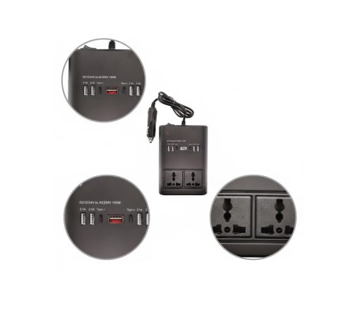 Oto Çakmaklık İnvertörü Çok Amaçlı 150W Elektrik Dönüştürücü