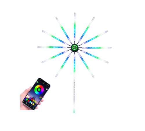 Akıllı RGB LED Havai Fişek Duvar Lambası Kumandalı ve Uygulama Kontrollü