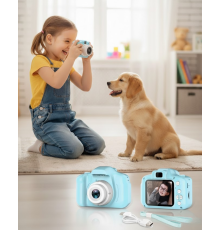 Mavi Kompakt HD Dijital Kamera Video ve Fotoğraf Kayıt Özellikli Taşınabilir Model