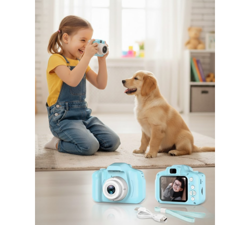 Mavi Kompakt HD Dijital Kamera Video ve Fotoğraf Kayıt Özellikli Taşınabilir Model