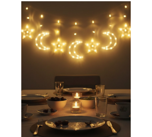 Dekoratif Büyük Ay Yıldız Ramazan Led Işık