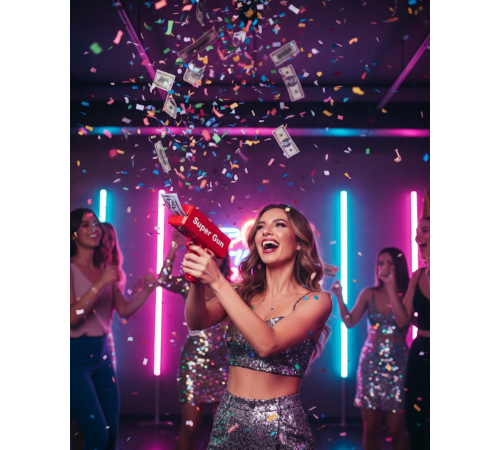 Para Dolar Saçma Para Atma Tabancası Otomatik Kırmızı Oyuncak