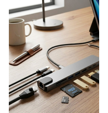 Type C Çoklu Port Hub 8 Port USB HDMI SD Kart Ethernet Adaptör