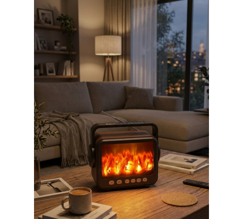 Şömine Efektli Bluetooth Hoparlör FM Radyo USB TF Kart Destekli Kablosuz Müzik Çalar