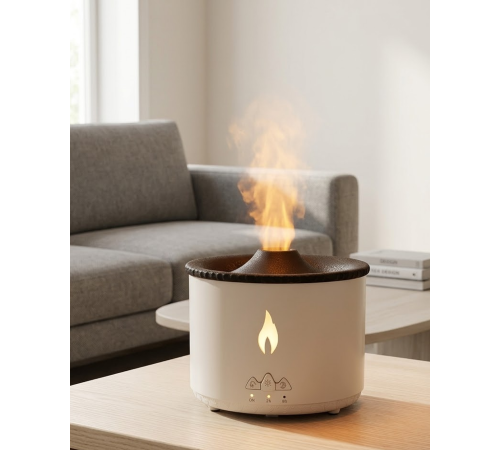 Ultrasonik Aromaterapi Difüzörü Alev Efektli Ortam Nemlendirici Zamanlayıcılı Sessiz Çalışma