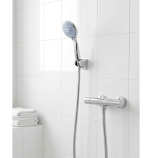 4 Kademeli Mavi Duş Seti El Duşu Başlığı Spiral Hortum ve Duvar Askısı