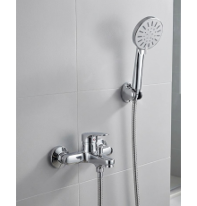 4 Kademeli Krem Duş Seti El Duşu Başlığı Spiral Hortum ve Duvar Askısı