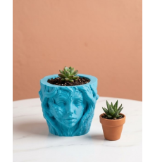 Dekoratif 3D Kadın Yüzü Ağaç Tasarımlı Saksı Vazo Modern Ev Dekoru