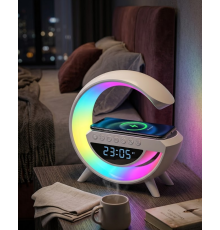 RGB Işıklı Kablosuz Şarjlı Bluetooth Hoparlör Saat ve Alarm Özellikli