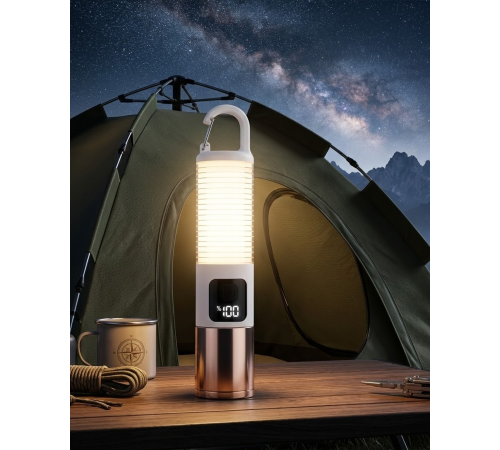 USB Şarjlı Kamp Feneri Çift Işık Kaynağı 500 Lümen Güç Ekranlı Taşınabilir LED Aydınlatma