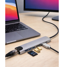 8 Port Type C Hub USB HDMI RJ45 SD TF Kart Okuyucu Çoklayıcı