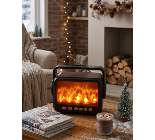 Dekoratif Şömine Görünümlü Bluetooth Hoparlör Radyo USB TF Destekli