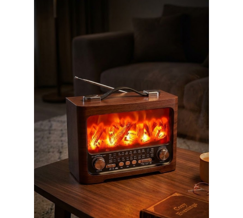 Dekoratif Şömine Görünümlü Bluetooth Hoparlör FM AM SW Radyo USB TF Kart Müzik Çalar