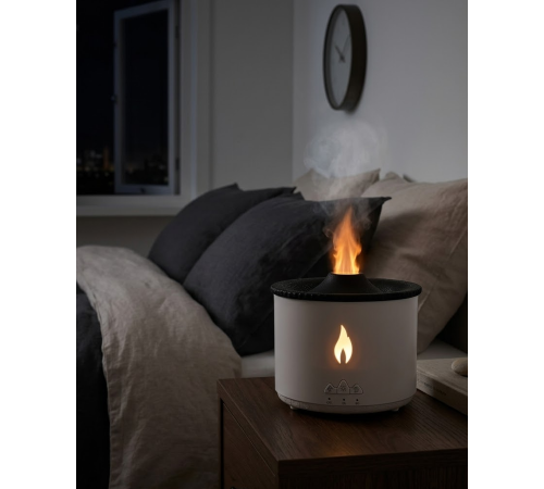 Alev ve Volkan Efektli Ultrasonik Aroma Difüzörü LED Gece Lambalı Hava Nemlendirici