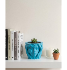 Sanatsal Kadın Yüzü Ağaç Detaylı 3D Baskı Dekoratif Vazo Saksı