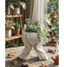 Sanatsal El Figürlü 3D Baskı Dekoratif Saksı Vazo Ev Ofis Dekoru