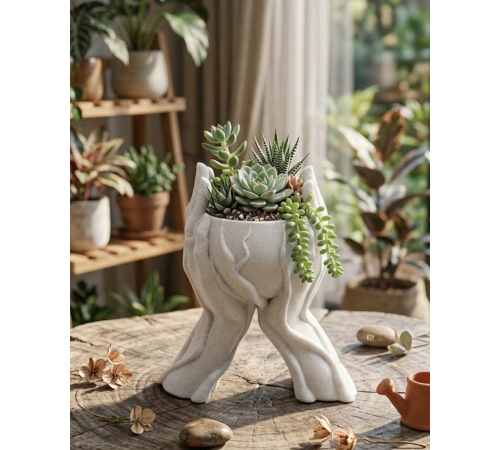 Sanatsal El Figürlü 3D Baskı Dekoratif Saksı Vazo Ev Ofis Dekoru
