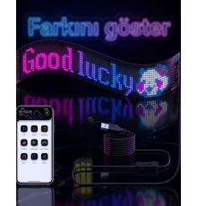 16x96 RGB LED Matrix Panel 60 cm Esnek Yapı Uygulama Kontrollü Kayan Yazı Ekranı