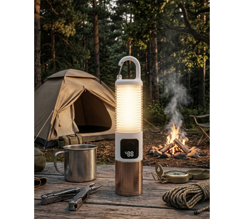 Taşınabilir LED Kamp Feneri USB Şarjlı Yüksek Parlaklık 500 Lümen Güç Göstergeli