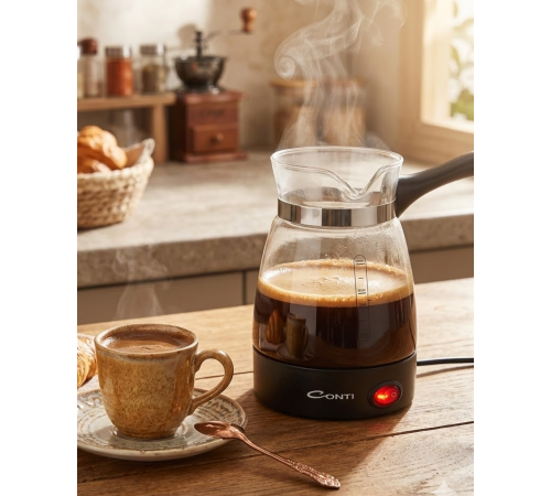 Elektrikli Cam Kahve Makinesi 650W 0.5 Litre Kapasiteli Türk Kahvesi Makinesi