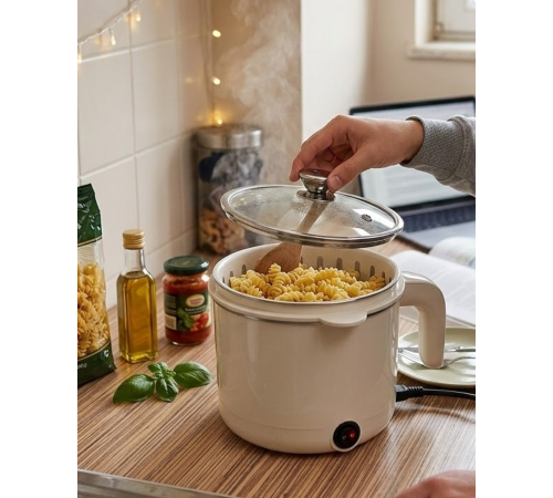 Elektrikli Mini Tencere 1 Litre Çorba Pilav Makarna Pişirici Çok Fonksiyonlu
