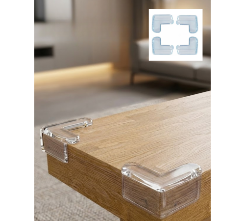 Şeffaf Masa Kenar Koruyucu 4 Lü Set Mobilya Köşe Koruma Aparatı