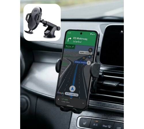 360° Döner Araç Telefon Tutucu Otomatik Kilit Mekanizmalı Stand