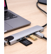 USB C Çoklu Port Adaptör HDMI USB Ethernet SD Kart Hub