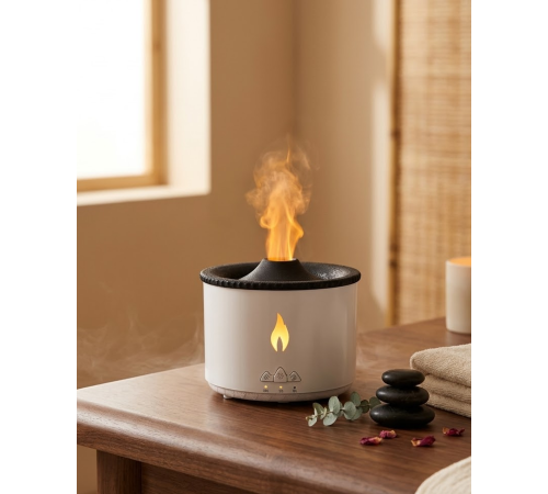Ultrasonik Uçucu Yağ Difüzörü Alev Görünümlü Ortam Nemlendirici
